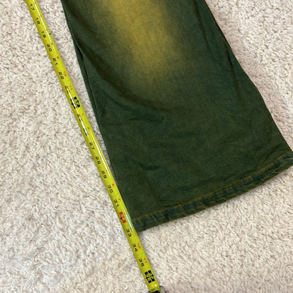 NWOT FASHION NOVA L (12) green toned flare jeans—fit like a size 10/12–see pics! - Picture 8 of 9